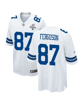 Jake Ferguson 87 Dallas Cowboys 2023 Playoffs Patch Game Men Jersey - White