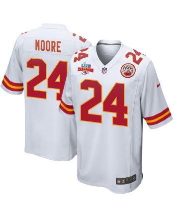 Skyy Moore 24 Kansas City Chiefs Super Bowl LVII Champions 3 Stars Men Game Jersey - White