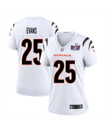 Chris Evans 25 Cincinnati Bengals Super Bowl LVIII Women Away Limited Jersey - White