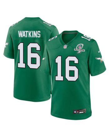 Quez Watkins 16 Philadelphia Eagles 2023 Playoffs Patch Alternate Game Men Jersey - Kelly Green