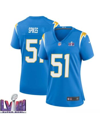 Takeo Spikes 51 Los Angeles Chargers Super Bowl LVIII Women Home Game Jersey - Powder Blue