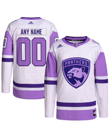 Florida Panthers Hockey Fights Cancer Primegreen Custom Men Jersey - White/Purple