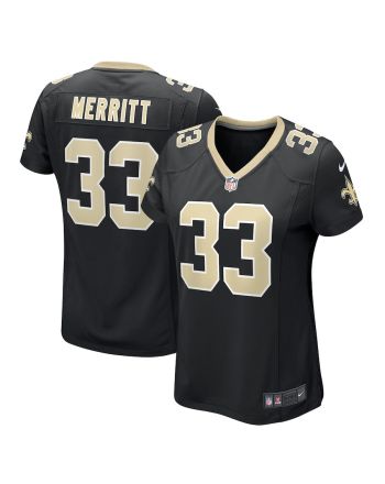 Kirk Merritt 33 New Orleans Saints Women Team Game Jersey - Black