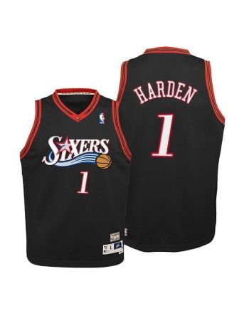 76ers 1 James Harden Hardwood Classics Youth Black Jersey 2022 Trade Jersey