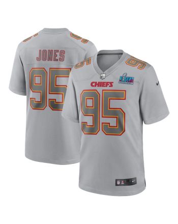 Chris Jones 95 Kansas City Chiefs Super Bowl LVII Patch Atmosphere Fashion Game Jersey - Gray