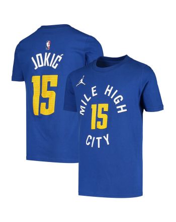 Nikola Jokic Denver Nuggets Statement Edition Name & Number T-Shirt - Blue