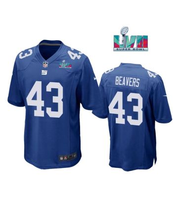 Darrian Beavers 43 New York Giants Super Bowl LVII Super Bowl LVII Royal Men Game Jersey