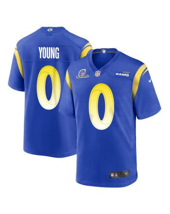 Byron Young 0 Los Angeles Rams 2023 Playoffs Patch Game Men Jersey - Royal