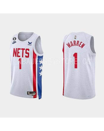 Brooklyn Nets 1 T.J. Warren 2022-23 Classic Edition White Men Jersey