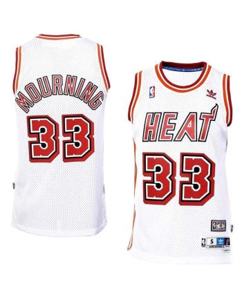 Men's Alonzo Mourning Miami Heat White Hardwood Classics Swingman Jersey