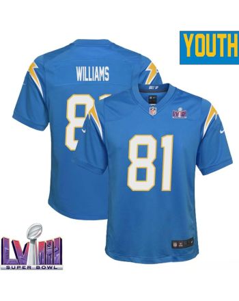 Mike Williams 81 Los Angeles Chargers Super Bowl LVIII YOUTH Home Game Jersey - Powder Blue