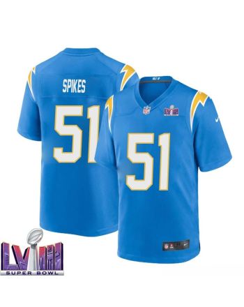 Takeo Spikes 51 Los Angeles Chargers Super Bowl LVIII Men Home Game Jersey - Powder Blue