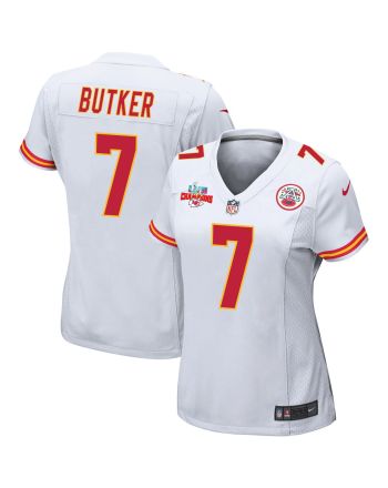 Harrison Butker 7 Kansas City Chiefs Super Bowl LVII Champions 3 Stars Women Game Jersey - White