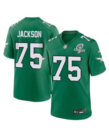 Tarron Jackson 75 Philadelphia Eagles 2023 Playoffs Patch Alternate Game Men Jersey - Kelly Green