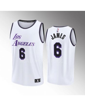 LeBron James 6 Lakers White Jersey Fast Break Fastbreak 2022-23 City Edition