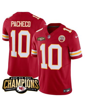 Isiah Pacheco 10 Kansas City Chiefs 2023 AFC West Champions Patch Game Men Jersey - Red