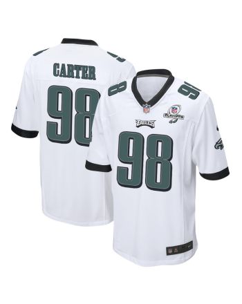 Jalen Carter 98 Philadelphia Eagles 2023 Playoffs Patch Game Men Jersey - White