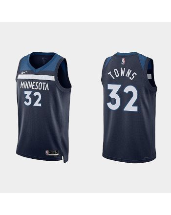 Minnesota Timberwolves 32 Karl-Anthony Towns 2022-23 Icon Edition Navy Men Jersey