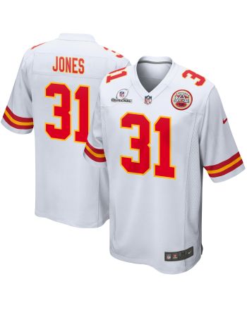 Nic Jones 31 Kansas City Chiefs 2024 Divisional Patch Game Men Jersey - White