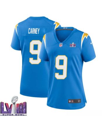 John Carney 9 Los Angeles Chargers Super Bowl LVIII Women Home Game Jersey - Powder Blue