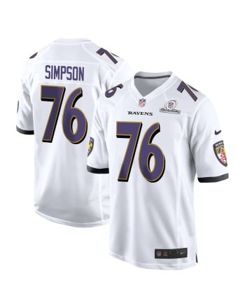 John Simpson 76 Baltimore Ravens 2024 Divisional Patch Game Men Jersey - White