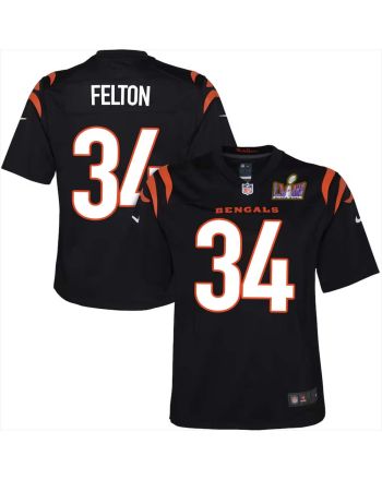 Demetric Felton 34 Cincinnati Bengals Super Bowl LVIII YOUTH Home Limited Jersey - Black