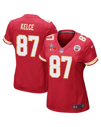 Travis Kelce 87 Kansas City Chiefs Super Bowl LVII Champions 3 Stars Women Game Jersey - Red