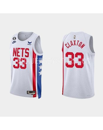 Brooklyn Nets 33 Nicolas Claxton 2022-23 Classic Edition White Men Jersey