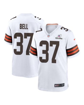 D'Anthony Bell 37 Cleveland Browns 2023 Playoffs Patch Game Men Jersey - White