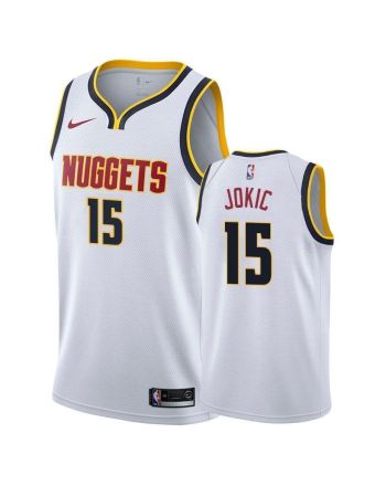 Men's Nuggets Nikola Jokic 15 Association Wihte Jersey