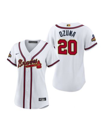 Women's Marcell Ozuna 20 Atlanta Braves White 2022-23 Gold Program Jersey