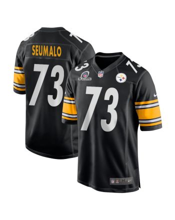 Isaac Seumalo 73 Pittsburgh Steelers 2023 Playoffs Patch Game Men Jersey - Black