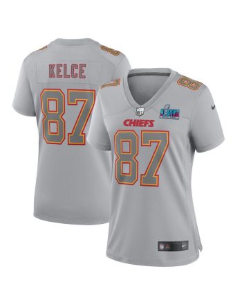 Travis Kelce 87 Kansas City Chiefs Women Super Bowl LVII Patch Atmosphere Fashion Game Jersey - Gray