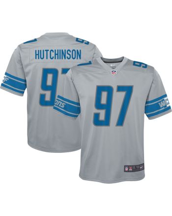 Aidan Hutchinson 97 Detroit Lions YOUTH Inverted Game Jersey - Silver