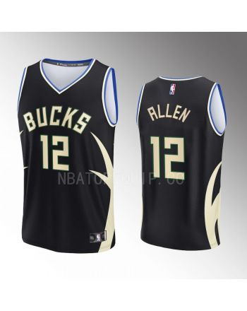 Milwaukee Bucks 12 Grayson Allen Statement Edition Men Jersey 2022-23 Fast Break Black