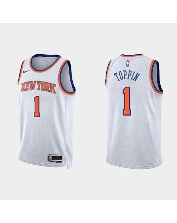 New York Knicks Obi Toppin 1 2022-23 Association Edition White Men Jersey Swingman