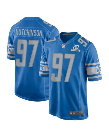 Aidan Hutchinson 97 Detroit Lions 2024 Divisional Patch Game Men Jersey - Blue