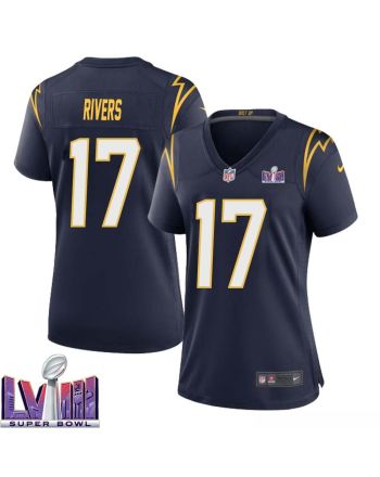 Philip Rivers 17 Los Angeles Chargers Super Bowl LVIII Women Alternate Game Jersey - Navy