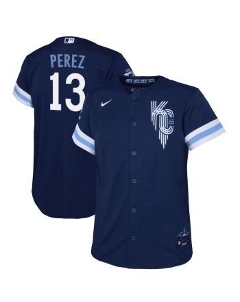 Salvador Perez 13 Kansas City Royals Youth 2022-23 City Connect Jersey - Navy