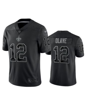 Chris Olave 12 New Orleans Saints Black Reflective Limited Jersey - Men