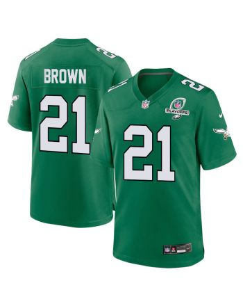 Sydney Brown 21 Philadelphia Eagles 2023 Playoffs Patch Alternate Game Men Jersey - Kelly Green