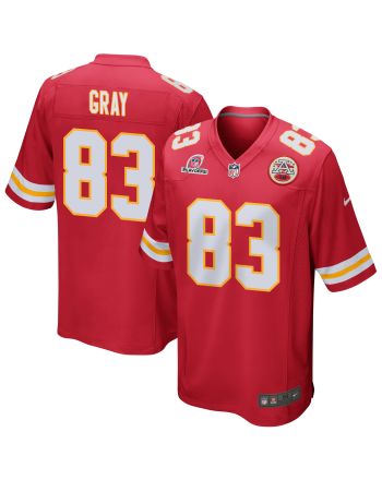 Noah Gray 83 Kansas City Chiefs 2023 Playoffs Patch Game Men Jersey - Red