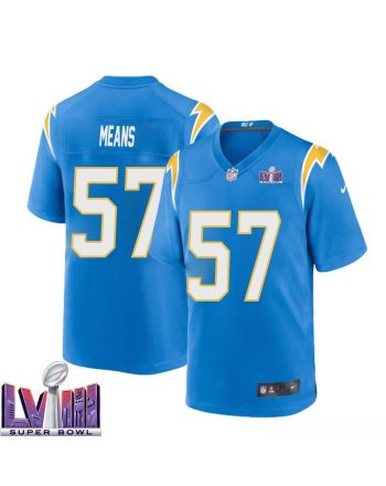 Natrone Means 57 Los Angeles Chargers Super Bowl LVIII Men Home Game Jersey - Powder Blue