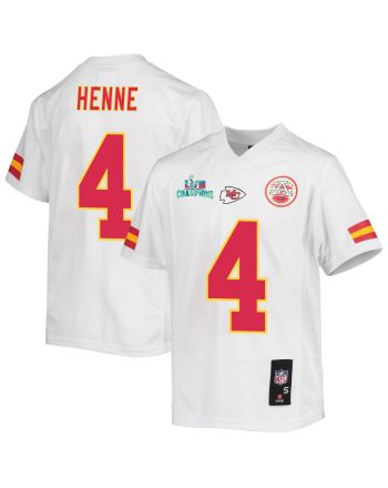 Chad Henne 4 Kansas City Chiefs Super Bowl LVII Champions Youth Game Jersey - White