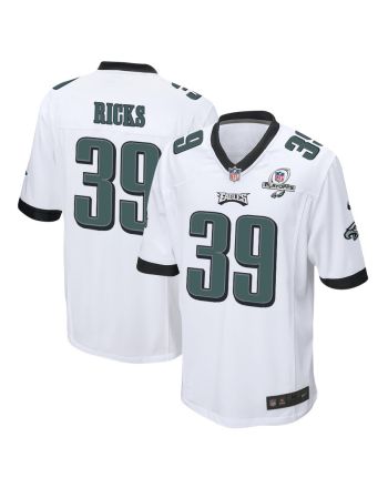 Eli Ricks 39 Philadelphia Eagles 2023 Playoffs Patch Game Men Jersey - White