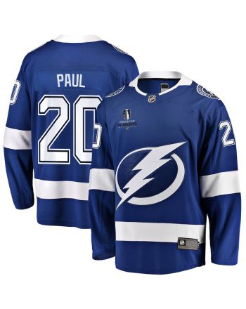 Nicholas Paul 20 Tampa Bay Lightning Stanley Cup 2023 Playoffs Patch Home Breakaway Men Jersey - Blue