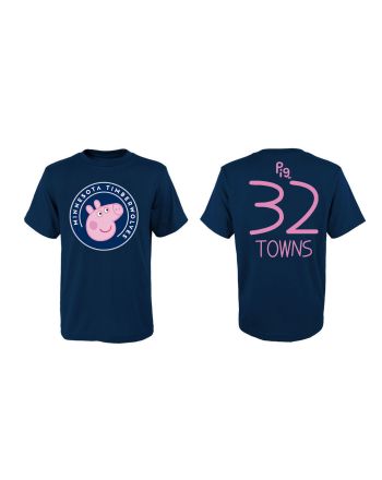 Karl-Anthony Towns 32 Minnesota Timberwolves Pig Print T-Shirt - Navy