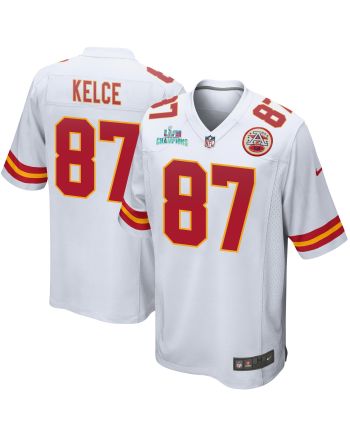 Travis Kelce 87 Kansas City Chiefs Super Bowl LVII Champions Men Game Jersey - White