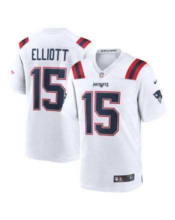 Ezekiel Elliott 15 New England Patriots Game Player Men Jersey - White