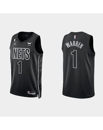 Brooklyn Nets 1 T.J. Warren 2022-23 Statement Edition Black Men Jersey